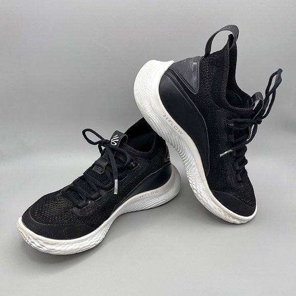 Under Armour Curry Flow 8 Stephen Curry Black White Basketball Shoe Size 5 Youth - Picture 2 of 10